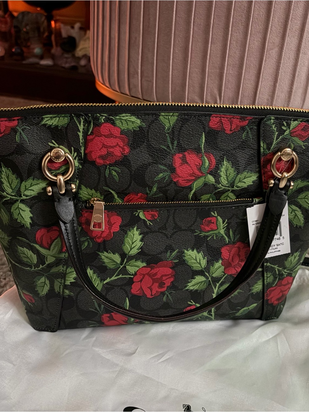 NWT COACH Kacey Bag In Signature Canvas With Fairytale Rose Print With Wristlet - Picture 6 of 11